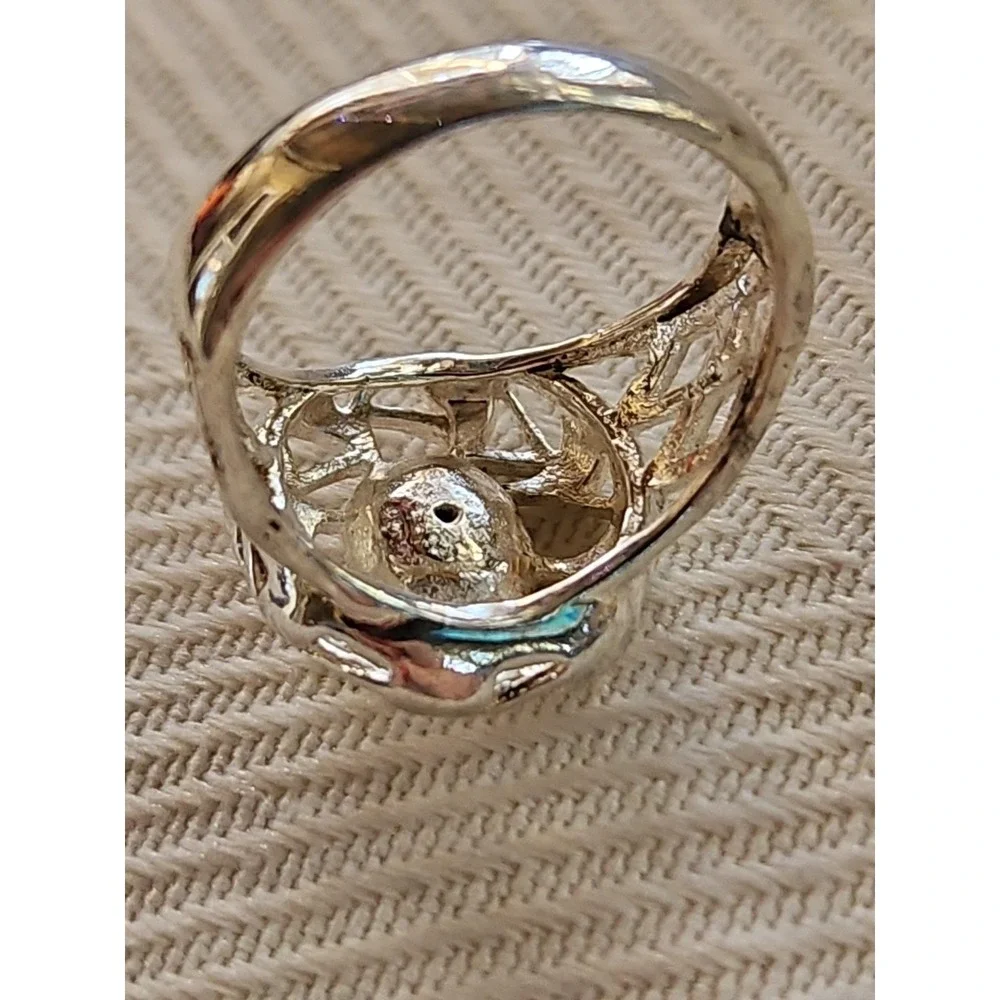 Sterling Silver Filigree Dome Ring Vintage‎ Boho Open Work Ornate Size 7.5